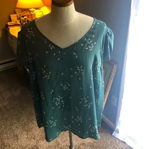 Green with Leaf Pattern Papermoon Top (StitchFix)